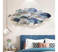 Decorazione da Parete con Pesce in Metallo dell'Oceano Costiero, Decorazione da Appendere con Pesce Dipinto a Mano, Grande Scultura da Parete con Pesce 3D da 50"x 20", per Soggiorno Camera da Letto