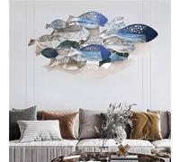 Decorazione da parete con pesce in metallo, mare costiero dell'oceano, decorazione da appendere al pesce, grande scultura da parete in metallo marino moderno blu ferro, per soggiorno, 50"x 20"