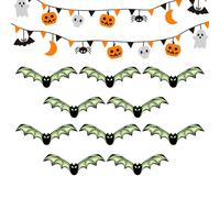 Decorazione da parete con pipistrelli fluorescenti, decorazione per interni - Halloween spettrale che si al buio, decorazione per parete, camera da, aula, bagno, casa infestata, casa