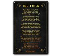 Decorazione da parete con poesia "The Tyger", cartello in metallo con citazione di William Blake, poster di poesie, per bagno, quadri, decorazioni, garage, caverna per uomini moderni, 8x12 pollici