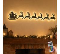 Decorazione da parete con renna e slitta di Babbo Natale con luce LED | Luce LED multicolore con decalcomania da parete, facile da esporre, per soggiorno, camera da letto e ingressi