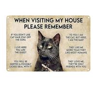 Decorazione da parete con scritta "When Visiting My House Please Remember - Cat's Metal Signs Artwork - Original Vintage Design Tin Metal Wall Art Print Poster - Targa decorativa da parete spessa in