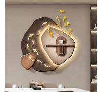 Decorazione Da Parete Con Scultura 3D E Luce LED, Scultura Da Appendere Alla Parete, Pietra Arenaria Fatta A Mano, Lampada Da Parete Moderna E Semplice A Nove Pesci(D,60cm)