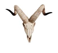 Decorazione da parete con teschio di toro con design a pergamene, stile rustico occidentale del sud-ovest, finta testa di animale per soggiorno o casa del ranch (E)