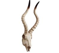 Decorazione da parete con teschio di toro con design a pergamene, stile rustico occidentale del sud-ovest, finta testa di animale per soggiorno o casa del ranch (C)