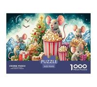 Decorazione da parete e regali a forma di topo che tiene il cuore, puzzle da 1000 pezzi - Topi (popcorn festivi) in carta riciclata, gioco divertente e stimolante per famiglie, 70x50 cm/1000 pezzi