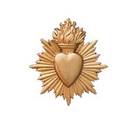Decorazione da parete Ex-voto Cuore Dorato, Fiamma Radiante, 8 cm x 7,5 cm, Fissaggio Magnetico (Magnete)