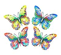 Decorazione Da Parete Farfalla In Metallo | Set Di 4 Sculture Da Parete,Decorazione Farfalla per Interni - per Giardino Portico Cortile Balcone Soggiorno Camera Ingresso Casa Amanti della Natura