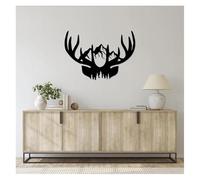 Decorazione da parete for la casa, decorazione natalizia in metallo naturale con testa di cervo in, in silhouette for(Black)