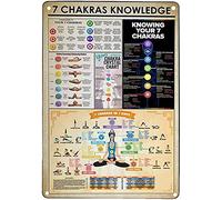 Decorazione da parete in alluminio, metallo, conoscenza, 7 chakra, conoscenza, poster, yoga, conoscenza, guida ai chakra, poster, sette chakra, conoscenza, satinato, vintage, metallo, poster, 30,5 x 2