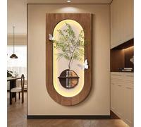 Decorazione da parete in arenaria a LED, arte da parete sospesa, finto verde e vaso, scultura parete con farfalle creative, moderna arte 3D testurizzata per corridoio d'ingresso(B,50 * 100cm)