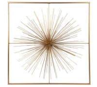 Decorazione da parete in fili di metallo dorato, 80x80 cm