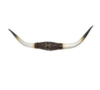 Decorazione da parete in finto toro Longhorn - Scultura in resina con design floreale in pelle lavorata - Arte rustica da parete con corna da manzo per decorazione occidentale, sud-occidentale, nativi