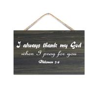 Decorazione da parete in legno con scritta "I Always Thank My God When I Pray for You", 25,4 x 40,6 cm, decorazione da parete rustica per scuola, ufficio, bar, club