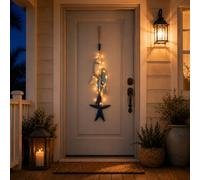 Decorazione da parete in legno illuminato con pesci e stelle marine, decorazione da parete con LED caldi, decorazione nautica costiera da appendere per bagno, portico e casa sulla spiaggia, con luci