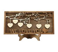 Decorazione da parete in legno personalizzabile, cornice portafoto con albero genealogico personalizzato, con 6 targhette a forma di cuore incise, We Love You, per nonne, genitori e nonni, con