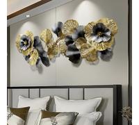 Decorazione da Parete in Metallo 3D Moderna, Decorazione da Parete in Foglia di Ginkgo Dorato Fatta A Mano di Lusso, Scultura da Parete in Metallo per Casa, Hotel, Camera da Letto, 145 * 67 Cm