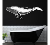 Decorazione da parete in metallo a forma di balena megattera, decorazione da parete a tema oceano, opera d'arte con animali marini, scultura moderna per la casa, soggiorno, camera da letto, corri
