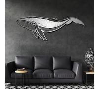 Decorazione da parete in metallo a forma di balena megattera, decorazione da parete a tema oceano, opera d'arte con animali marini, scultura moderna per la casa, soggiorno, camera da letto, corri