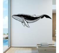 Decorazione da parete in metallo a forma di balena megattera, decorazione da parete a tema oceano, opera d'arte con animali marini, scultura moderna per la casa, soggiorno, camera da letto, corri