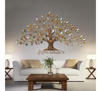 Decorazione da parete in metallo, Albero della fortuna - Decorazione luminosa e di lusso for la casa, Foglie 3D, decorazione creativa da appendere alla parete for il soggiorno