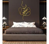 Decorazione da Parete in Metallo con 2 Facce e Linea d'Amore, Arte Femminile, Decorazione con Coppia, da Appendere al Soggiorno (39,37 x 24,4/100 x 62 cm, Oro)