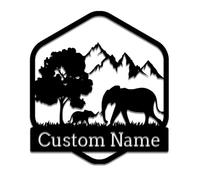 Decorazione da parete in metallo con elefante personalizzato, cartello in metallo con lettera elefante personalizzato, cartello con nome elefante personalizzato, decorazione da parete per amanti degli