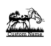 Decorazione da parete in metallo con elefante personalizzato, cartello in metallo con lettera elefante personalizzato, cartello con nome elefante personalizzato, decorazione da parete per amanti degli
