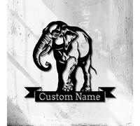 Decorazione da parete in metallo con elefante personalizzato, cartello in metallo con lettera elefante personalizzato, cartello con nome elefante personalizzato, decorazione da parete per amanti degli