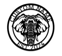 Decorazione da parete in metallo con elefante personalizzato, cartello in metallo con lettera elefante personalizzato, cartello con nome elefante personalizzato, decorazione da parete per amanti degli