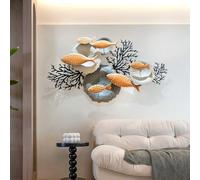 Decorazione da Parete in Metallo con Oceano, Pesci di Mare, Stelle Marine, alghe, Conchiglie, Decorazione da Parete in Metallo, Decorazione della Natura e dell'Oceano, Decorazione