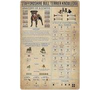 Decorazione da parete in metallo con scritta "Dog Knowledge", anatomia di uno Staffordshire Terrier, stampa retrò, poster, scuola, negozio di animali, bar, camera da letto, bagno, cucina, casa, 8x12