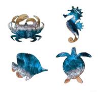 Decorazione da parete in metallo con tartarughe marine, granchi e cavallucci marini, perfetta per gli amanti della spiaggia e le stanze a tema marino