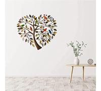 Decorazione da parete in metallo, cuore S Art con uccelli su ramo, 60 cm, per interni ed esterni, giardino, casa accento