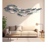 Decorazione da Parete in Metallo, Decorazione da Appendere a Forma di Pesce 3D, Grande Ferro Blu, Oceano costiero, Mare, Pesce in Metallo, Decorazione da Parete, per Soggiorno, Camera da Letto