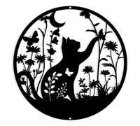 Decorazione da Parete in Metallo Decorazione da Parete con Gatto nel Cespuglio di Fiori Decorazione per La Casa Decorazione da Appendere Scultura da Parete Decorazione da Cucina Ornamenti per INT