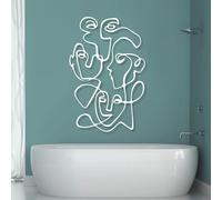 Decorazione da Parete in Metallo, Decorazione Moderna Astratta con Linee - Volto di Donna, 24"x16" (Bianco) per Soggiorno