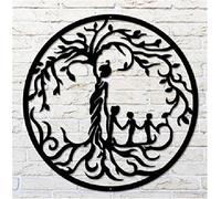 Decorazione da Parete in Metallo,Decorazione Murale Albero della Vita in Metallo,for Madre E Bambino Decorazioni for Pareti,Ferro Tondo Sagoma Nera Albero Placca da Parete Appendere Opere (Color : 3