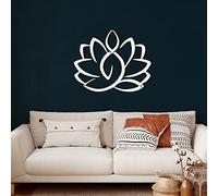 Decorazione da parete in metallo, fiore di loto, decorazione per la casa e il soggiorno, decorazione da parete in metallo, decorazione per interni ed esterni, bianco (90 x 74 cm)