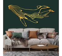 Decorazione da Parete in Metallo, Grande Balena Blu, Arte oceanica, Opera d'Arte Raffigurante Una Famiglia di Balene, Opera d'Arte a Forma di Collegamento, Decorazione, Decorazione