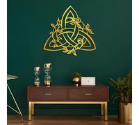 Decorazione da Parete in Metallo, Moderna e Minimalista, con Nodo Celtico della Trinità, Albero in Foglia, Decorazione Floreale, Regalo di inaugurazione della casa per Il Soggiorno