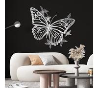 Decorazione da Parete in Metallo Moderna e Minimalista, Farfalla, Natura, Grande Opera d'Arte da Appendere alle pareti sopra Il Letto, Regalo (Argento 51x60 cm)