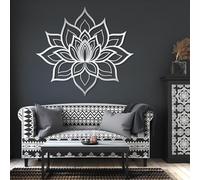 Decorazione da Parete in Metallo Moderna e Minimalista, Fiore di Loto, Grande, da Appendere, Meditazione Spirituale, Stanza Zen, Regalo per la casa (Argento 54x60 cm)