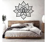 Decorazione da Parete in Metallo Moderna e Minimalista, Fiore di Loto, Grande, da Appendere, Meditazione Spirituale, Stanza Zen, Regalo per la casa (Nero 35"x39"|90x100cm)