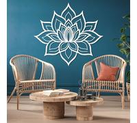 Decorazione da Parete in Metallo Moderna e Minimalista, Fiore di Loto, Grande, da Appendere, Meditazione Spirituale, Stanza Zen, Regalo per la casa (Bianco 39"x43"|100x110cm)