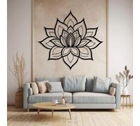 Decorazione da Parete in Metallo Moderna e Minimalista, Fiore di Loto, Grande, da Appendere, Meditazione Spirituale, Stanza Zen, Regalo per la casa (Nero 39"x43"|100x110cm)