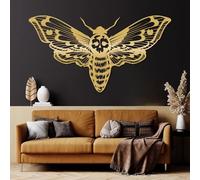 Decorazione da Parete in Metallo Moderna e Minimalista, Motivo: falena della Morte, Teschio Gotico, Regalo di inaugurazione della casa per Halloween, Soggiorno, Camera da Letto (or