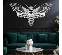 Decorazione da Parete in Metallo Moderna e Minimalista, Motivo: falena della Morte, Teschio Gotico, Regalo di inaugurazione della casa per Halloween, Soggiorno, Camera da Letto (AR