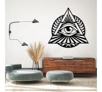 Decorazione da Parete in Metallo, Moderna e Minimalista, Occhio Illuminati, Onniveggenza, Geometria Sacra, Triangolo, Simbolo Mistico, Spirituale, Casa (Nero 19"x19"|47x47cm)