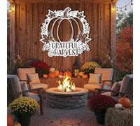 Decorazione da Parete in Metallo Moderna e Minimalista Raccolto riconoscente - Autunno con Foglie e ghiande ‣ Autunno in Stile Fattoria Appeso all'Ingresso della cu